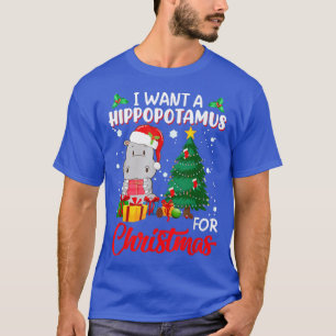 Hippo Santa hat happy holidays season Christmas T-Shirt