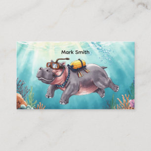 Hippo Scuba diver underwater Business Card