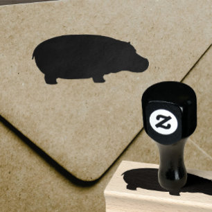 Hippo Silhouette Rubber Stamp