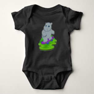 Hippo Skater Skateboard Baby Bodysuit