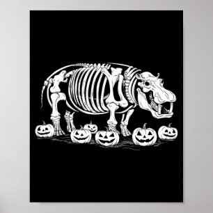 Hippo Skeleton Birthday Halloween Mens Womens Kids Poster