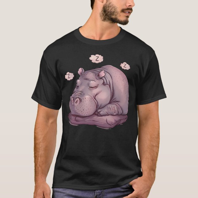 Hippo Sleeping Napping Hippo Sleep Lover Sleeping T-Shirt (Front)