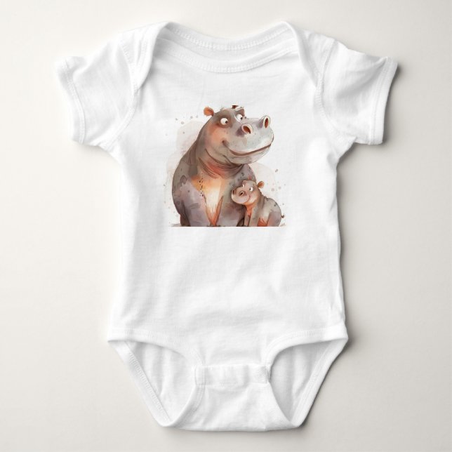 Hippo Snuggles – Parent & Baby Bond Bodysuit (Front)