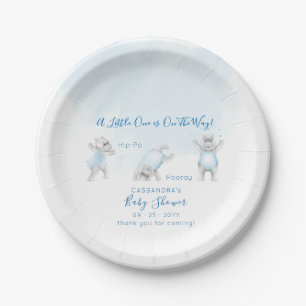 Hippo Somersault Baby Boy Shower Paper Plate