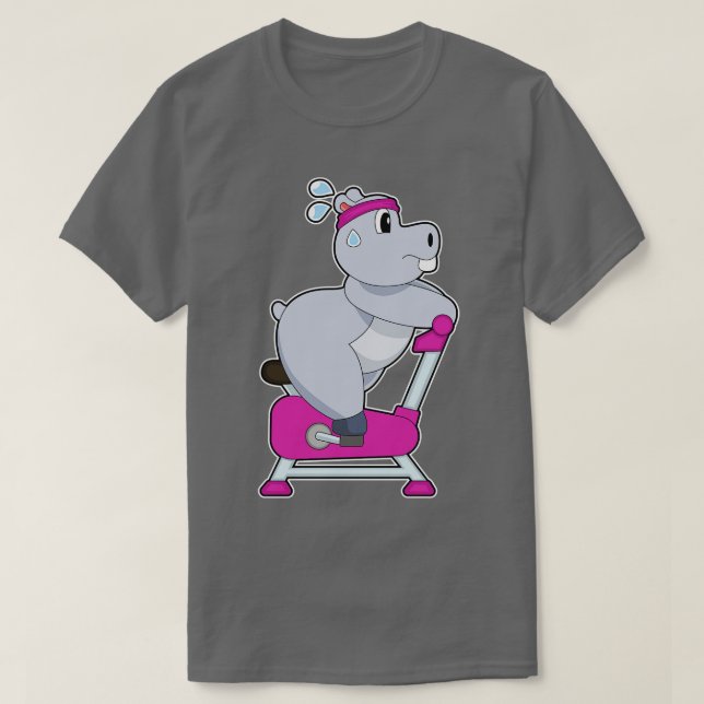 Hippo Spinning Bike  T-Shirt (Design Front)