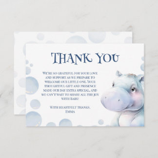 Hippo Themed Baby Shower  Thank You Card