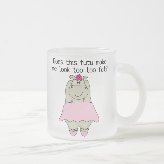 Hippo Tu Tu Fat Frosted Glass Coffee Mug (Right)