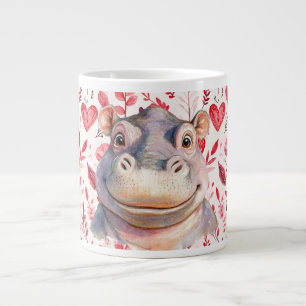 Hippo Valentine's Day with lots of hearts Large Coffee Mug
