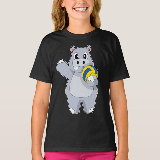 Hippo Volleyball player Volleyball T-Shirt (Front)
