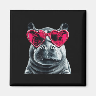Hippo Wearing Gles Heart Valentines Day Hippopotam Magnet