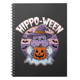 Hippo-ween Spooky Halloween Moo Deng Hippo Ghost Notebook
