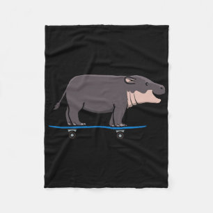 Hippo Wildlife Animal Skateboarding Skater Fleece Blanket