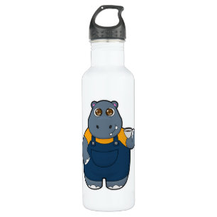 Hippo with Cup of Coffee 710 Ml Water Bottle