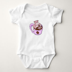 Hippo with Cup of Coffee Baby Bodysuit