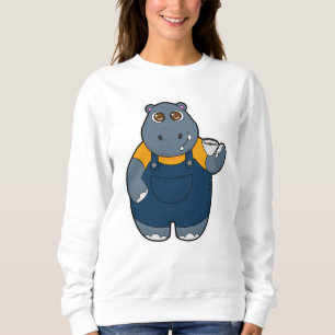 Hippo with Cup of Coffee Sweatshirt