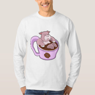 Hippo with Cup of Coffee T-Shirt