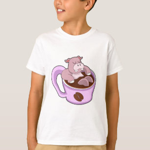Hippo with Cup of Coffee T-Shirt