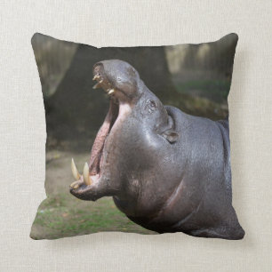 Hippo with His Mouth Open Cushion