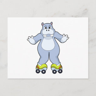 Hippo with Roller skates Postcard