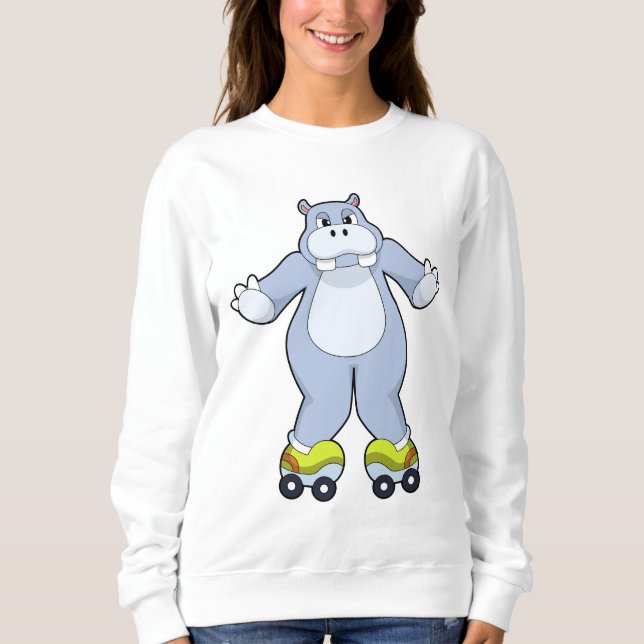 Hippo with Roller skates Sweatshirt (Front)