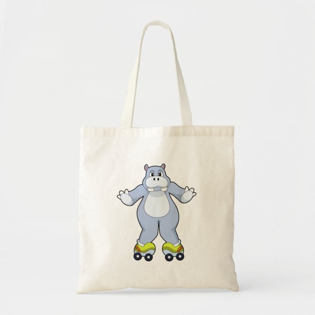 Hippo with Roller skates Tote Bag (Front)