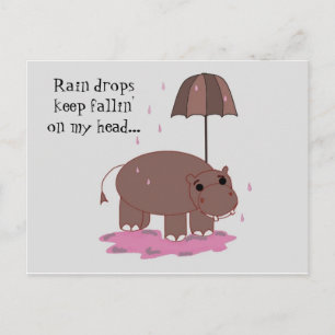 Hippo with Umbrella Postcard
