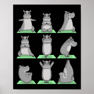 Hippo Yoga Pose Zen Cute Workout Exercise Yogi Hip Poster