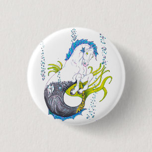 Hippocampus (skull) 3 cm round badge