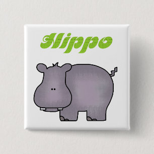 Hippopotamus 15 Cm Square Badge