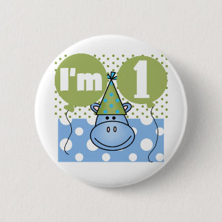 Hippopotamus 1st Birthday Tshirts and Gifts 6 Cm Round Badge
