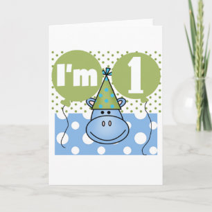 Hippopotamus 1st Birthday Tshirts and Gifts Card
