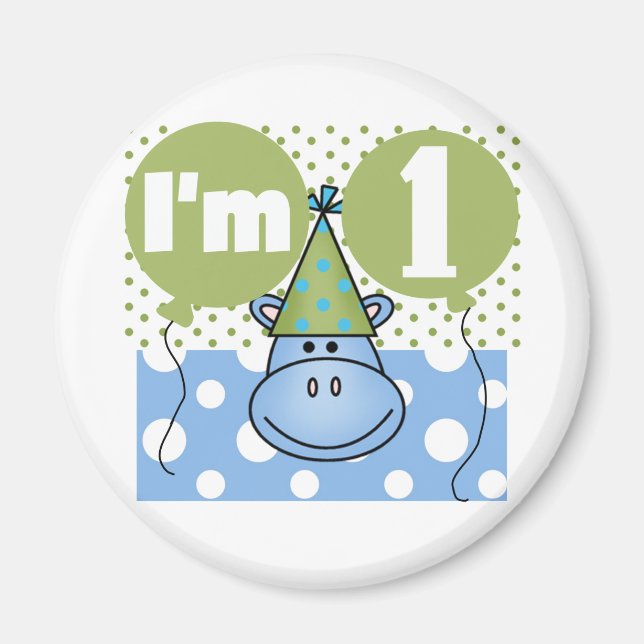 Hippopotamus 1st Birthday Tshirts and Gifts Magnet (Front)