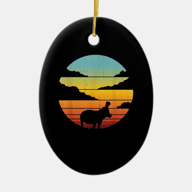 Hippopotamus 60s 70s Hippo |  Hippo Lover Ceramic Tree Decoration (Front)