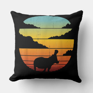 Hippopotamus 60s 70s Hippo    Hippo Lover Cushion