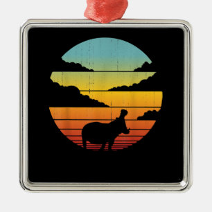 Hippopotamus 60s 70s Hippo    Hippo Lover Metal Tree Decoration