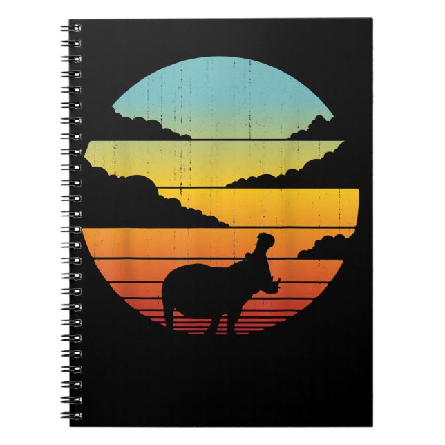 Hippopotamus 60s 70s Hippo |  Hippo Lover Notebook (Front)