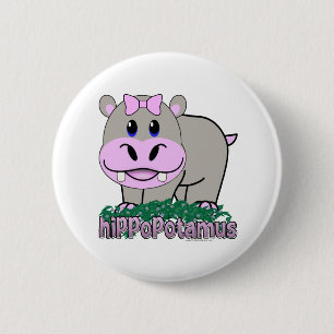 Hippopotamus 6 Cm Round Badge