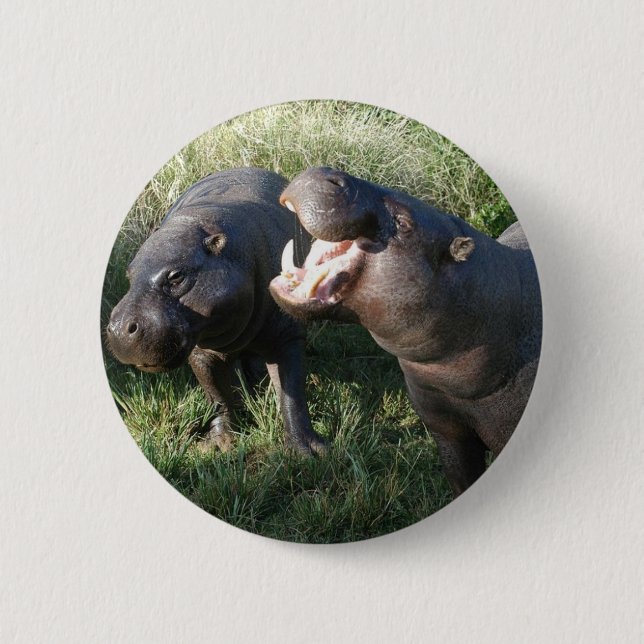 Hippopotamus 6 Cm Round Badge (Front)