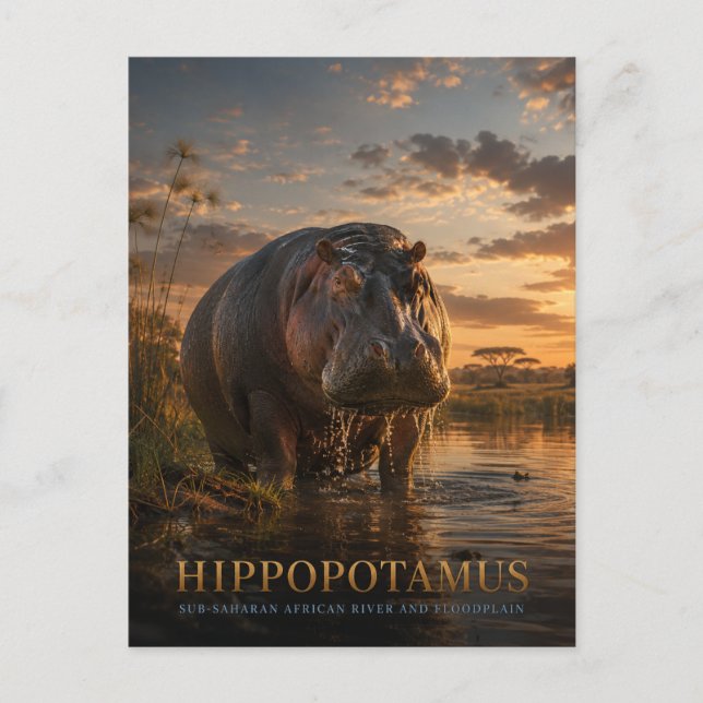 Hippopotamus African River ANIMALS Postcard (Front)