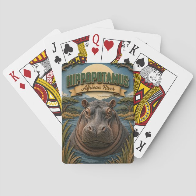 Hippopotamus African River POPCUT Playing Cards (Back)