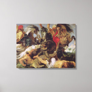 Hippopotamus and Crocodile Hunt, c.1615-16 Canvas Print