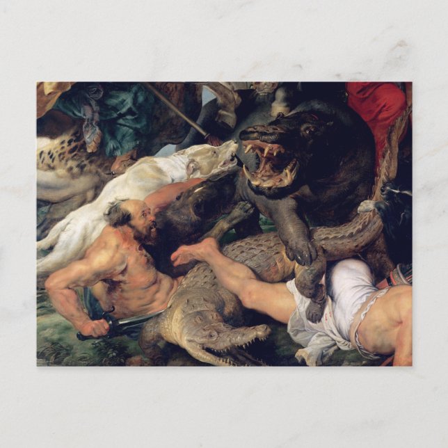 Hippopotamus and Crocodile Hunt, c.1615-16 Postcard (Front)