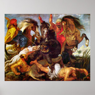 Hippopotamus and Crocodile Hunt, Peter Paul Rubens Poster