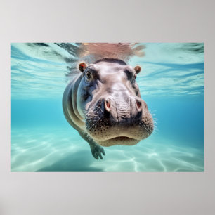 Hippopotamus Animal Fun Nature Playing Poster