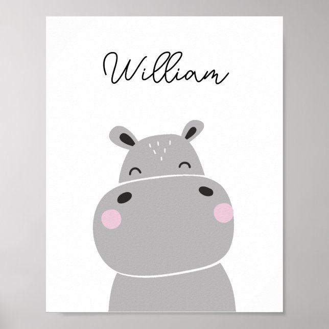 Hippopotamus Animal Nursery Wall Art (Front)
