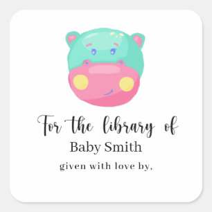 Hippopotamus - Baby Shower Library Square Sticker