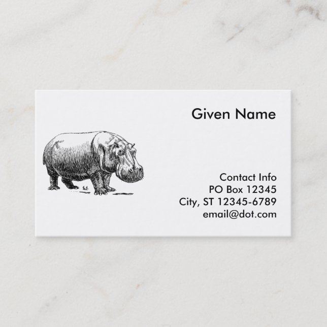 Hippopotamus Business Card (Front)