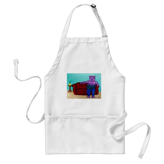 Hippopotamus Cartoon Standard Apron (Front)