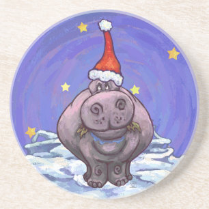 Hippopotamus Christmas Coaster