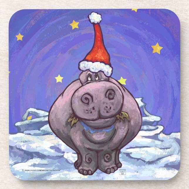 Hippopotamus Christmas Coaster (Front)